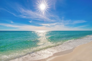 On the beach, sun loungers - Beachfront Beauty! 2BR in Destin – Relax, Refresh, Repeat! Escape to Destin! (Destin)