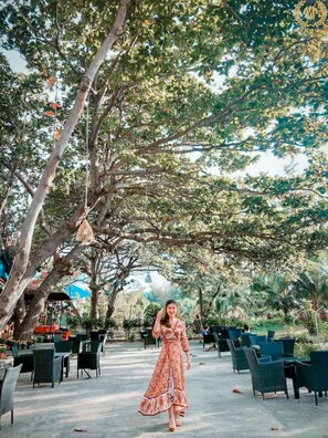 On the beach, white sand, beach bar