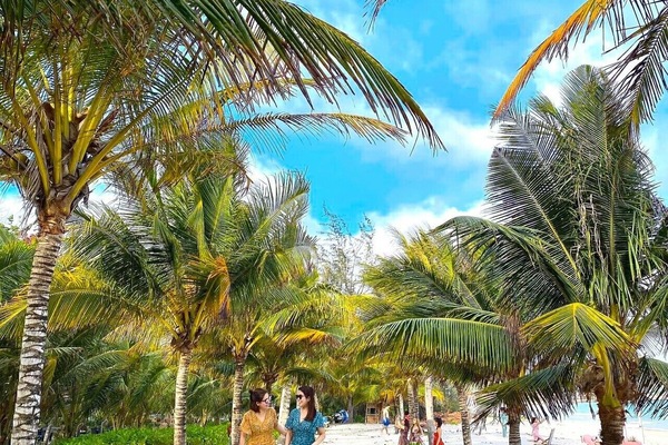 On the beach, white sand, beach bar