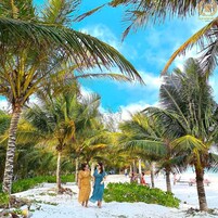 On the beach, white sand, beach bar