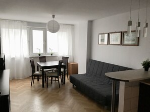 Comfort Apartment, 1 Queen Bed with Sofa bed, Non Smoking, City View | Living room | Flat-screen TV - AP-Apartments Zgoda No. 13 (Warsaw)
