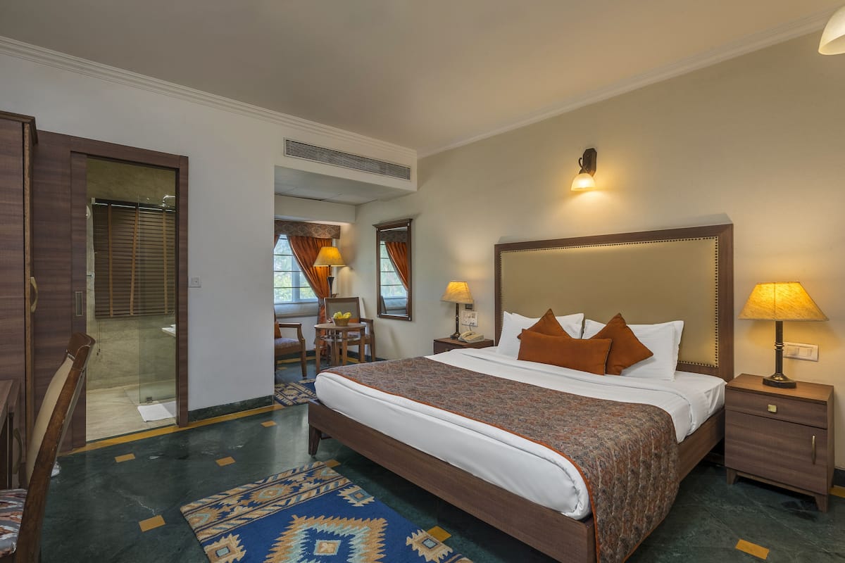 Habitación Deluxe doble, vistas al jardín | Caja fuerte, tabla de planchar con plancha, wifi gratis y ropa de cama