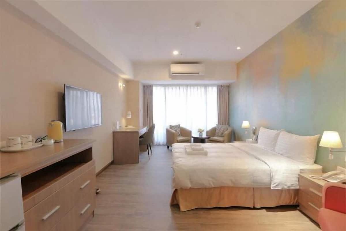 Desk, blackout curtains, iron/ironing board, free WiFi