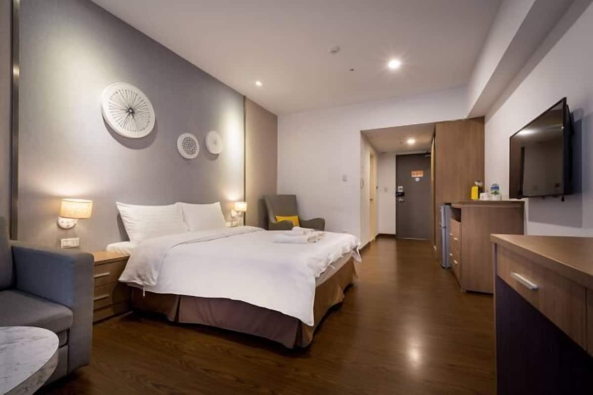 Desk, blackout curtains, iron/ironing board, free WiFi