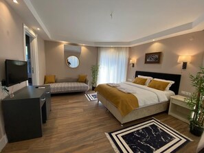 Studio Deluxe, terrasse, vue montagne | Draps en coton égyptien, literie de qualité supérieure