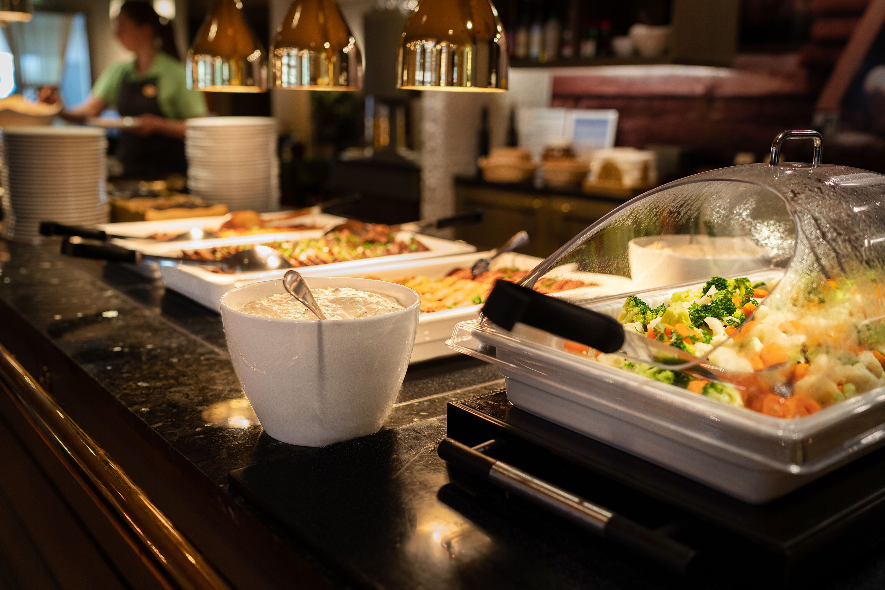 lunch and dinner served, local and international cuisine