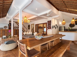 Family Villa | Living area | 32-inch flat-screen TV with satellite channels, LED TV, DVD player