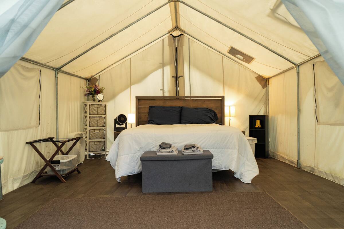 Tienda de campaña Premier | Ropa de cama de alta calidad, camas con pillow-top y wifi gratis 