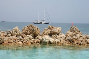 Enjoy serene ocean views from a secluded coastal spot.
