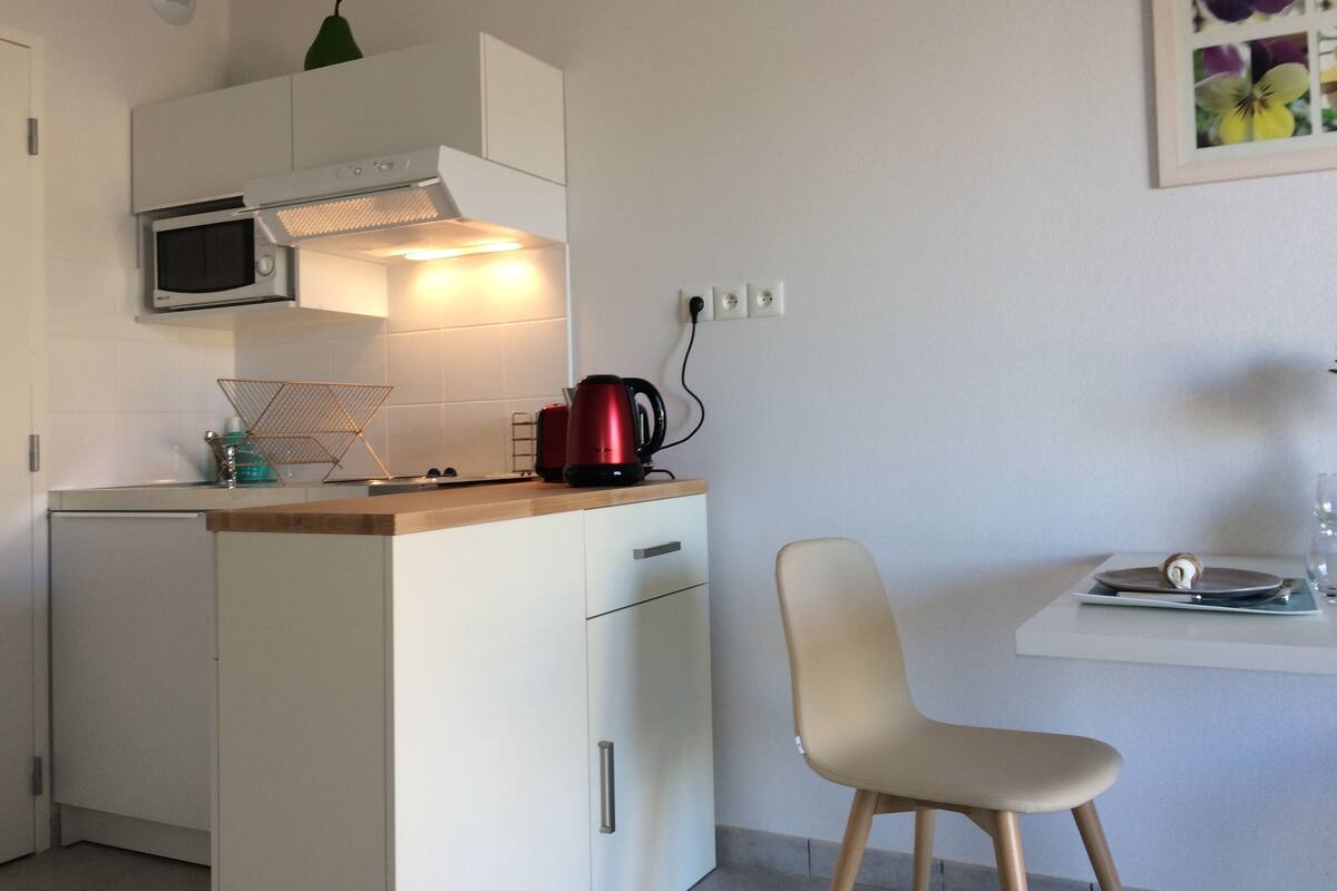 Apartment, 1 Bedroom | Private kitchen | Coffee/tea maker, fridge, microwave, stovetop