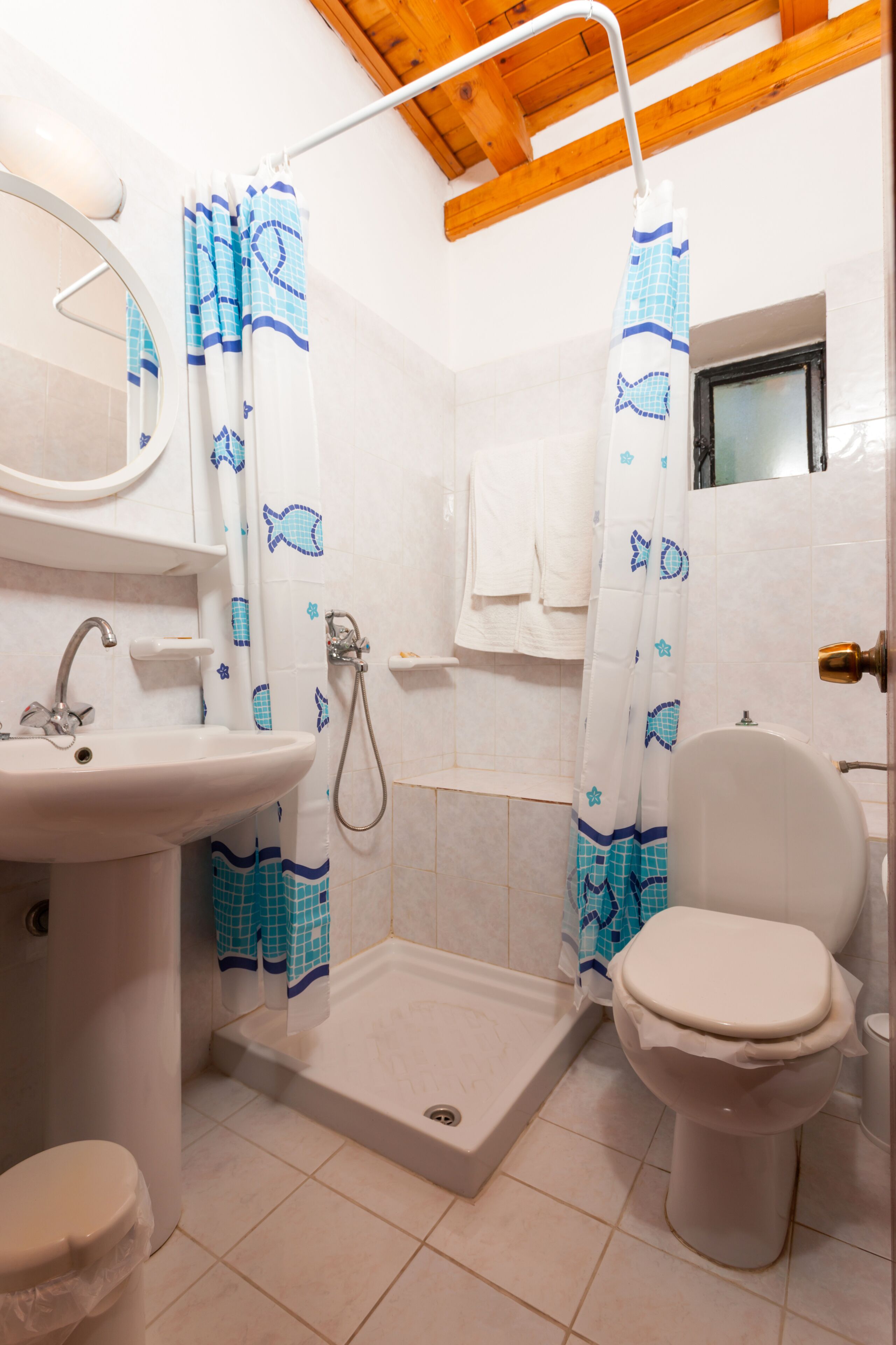 deluxe duplex | bathroom | shower, hair dryer, towels