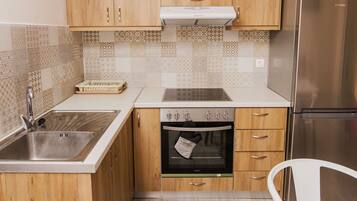 Apartment, Sea View | Private kitchen | Fridge, oven, stovetop, electric kettle