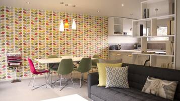 Maison mitoyenne Design, 3 chambres, cuisine, cÎté montagne (Unit 7) | Salle de séjour