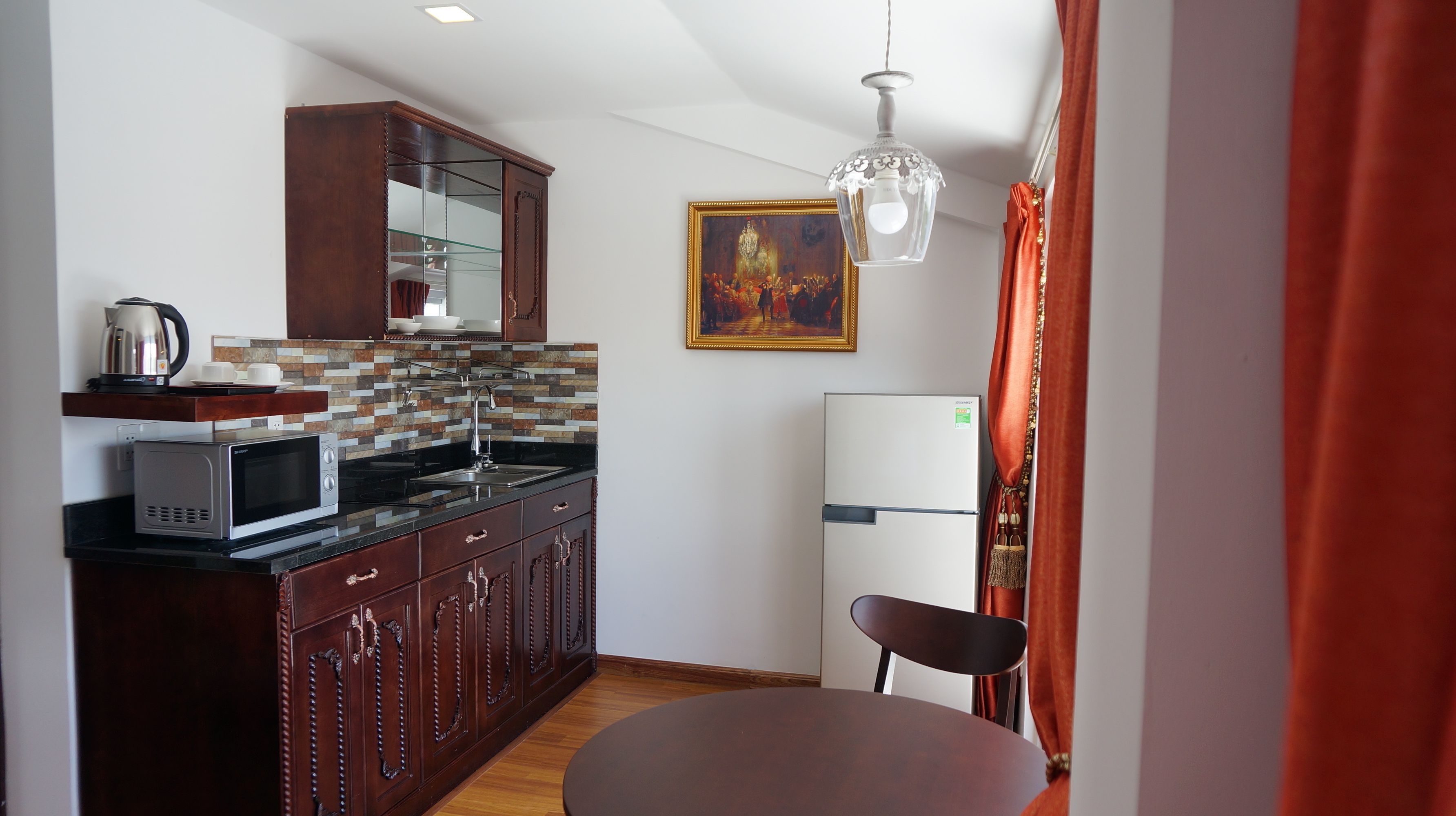 mini apartment | private kitchenette | fridge, microwave, stovetop, electric kettle