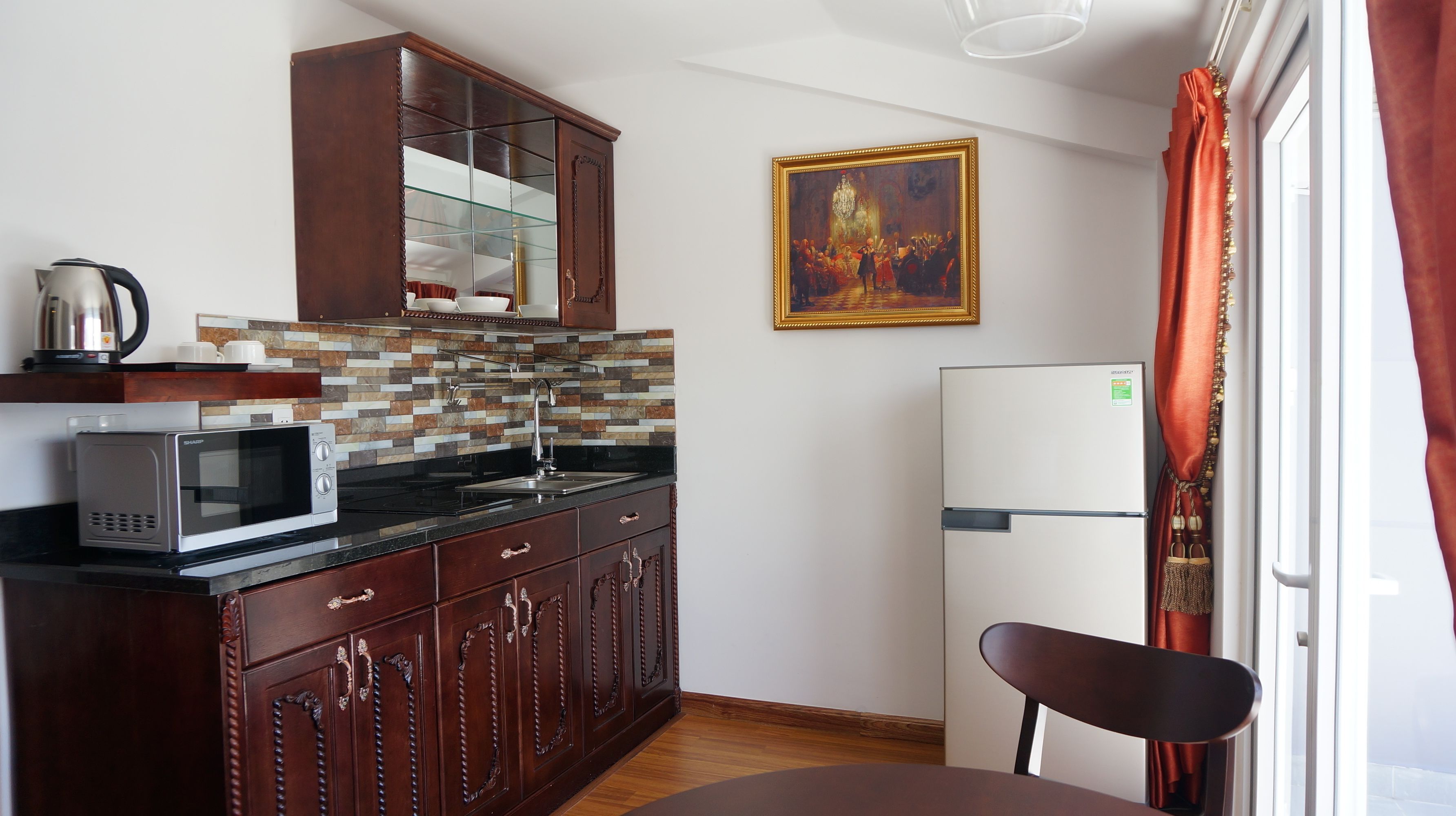 mini apartment | private kitchenette | fridge, microwave, stovetop, electric kettle