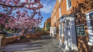 A brick building with a sign for 'Hotel du Vin & Bistro' and a tree with pink blossoms in front. - Hotel Du Vin Stratford Upon Avon (Stratford-upon-Avon)