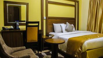 Desk, free WiFi, bed sheets