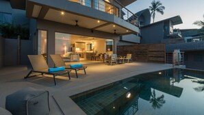 Villa, 2 soverom, privat basseng | 2 soverom, safe på rommet, skrivebord og strykejern/-brett