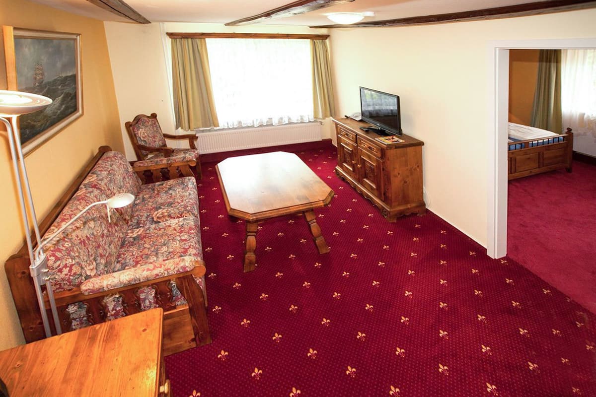 suite | living area | flat-screen tv