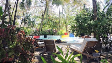 Outdoor pool, pool loungers