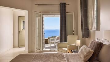 Double Room | Poolside with Sea view | Pillow-top beds, minibar, in-room safe, soundproofing