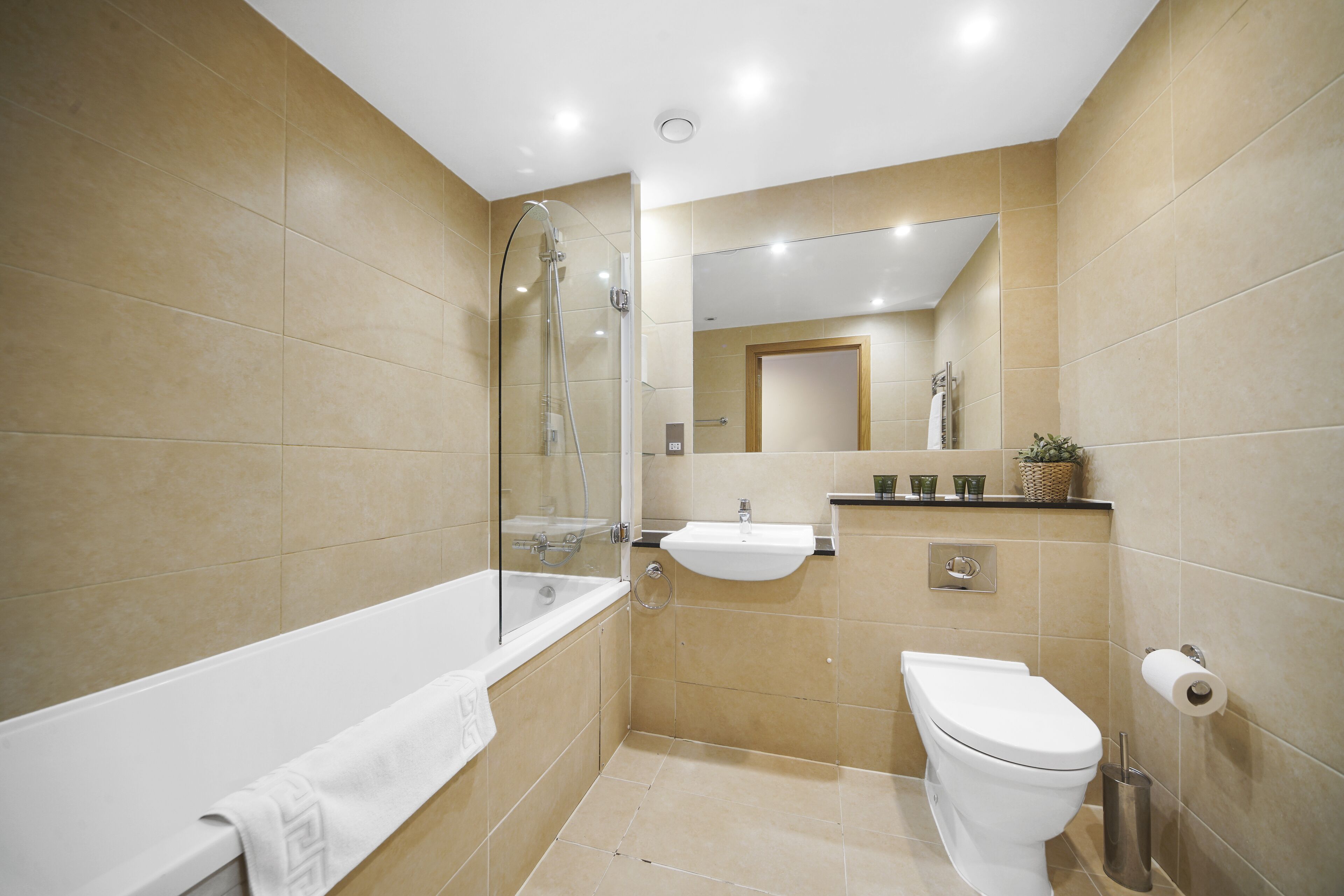 Superior Apartment, 2 Bedrooms | Bathroom | Combined shower/tub, free toiletries, hair dryer, towels