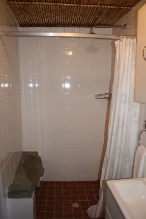 Matjesvlei Retreat 1945 | Bathroom | Combined shower/tub, hair dryer, towels - Matjiesvlei Retreat 1945 (Calitzdorp)