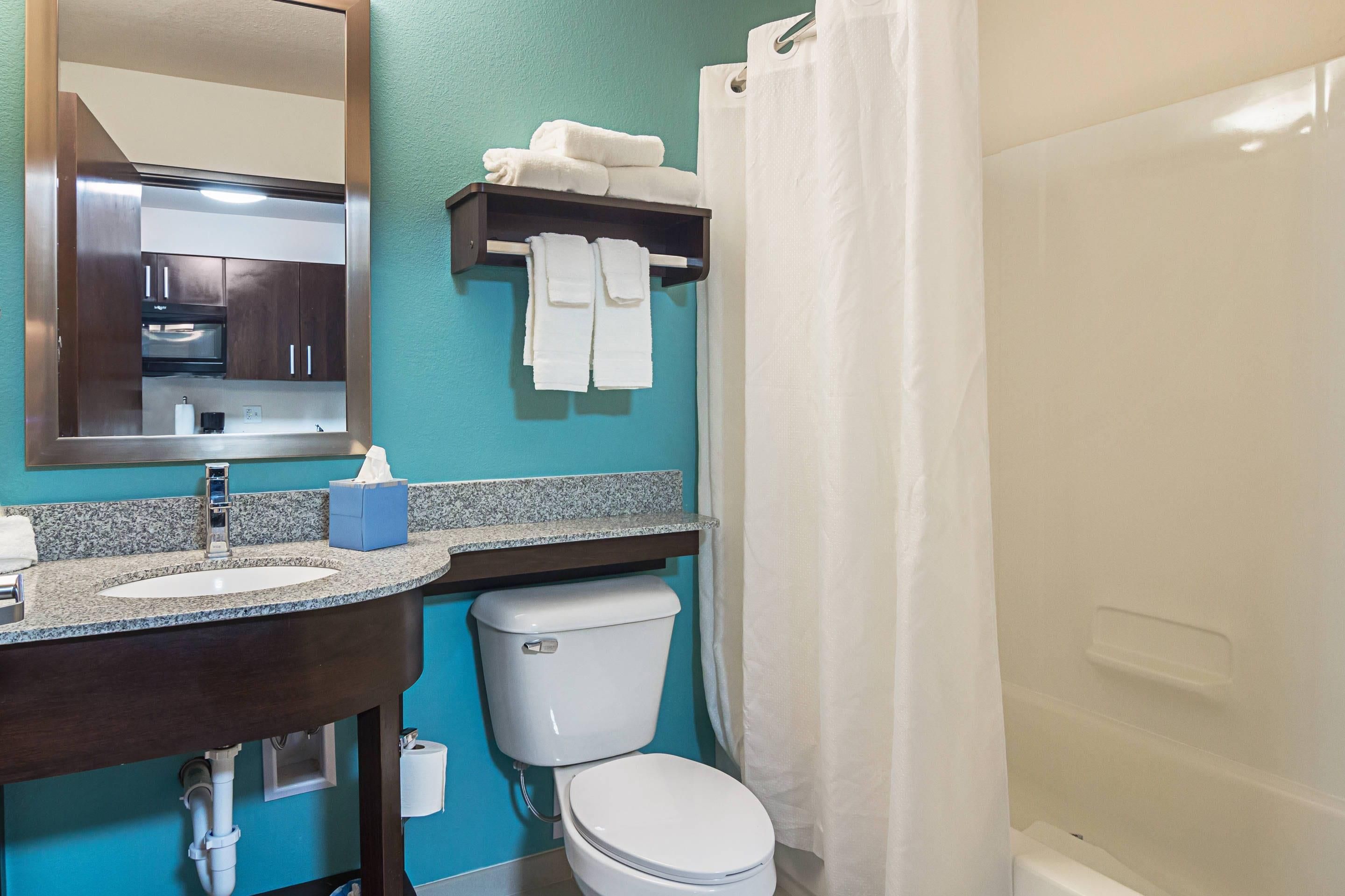 Een badkamer met een wastafel, toilet en douche.