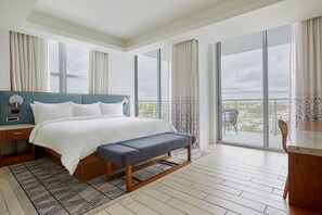 Desk, iron/ironing board, alarm clocks