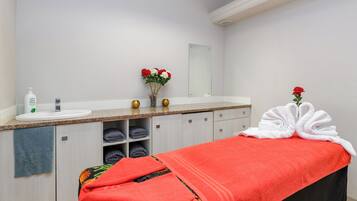 Sauna, body treatments, body scrubs, facials, manicures and pedicures