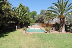 Outdoor pool, pool loungers