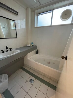 Combined shower/bathtub, hair dryer, towels - Parklane Motel (Launceston)