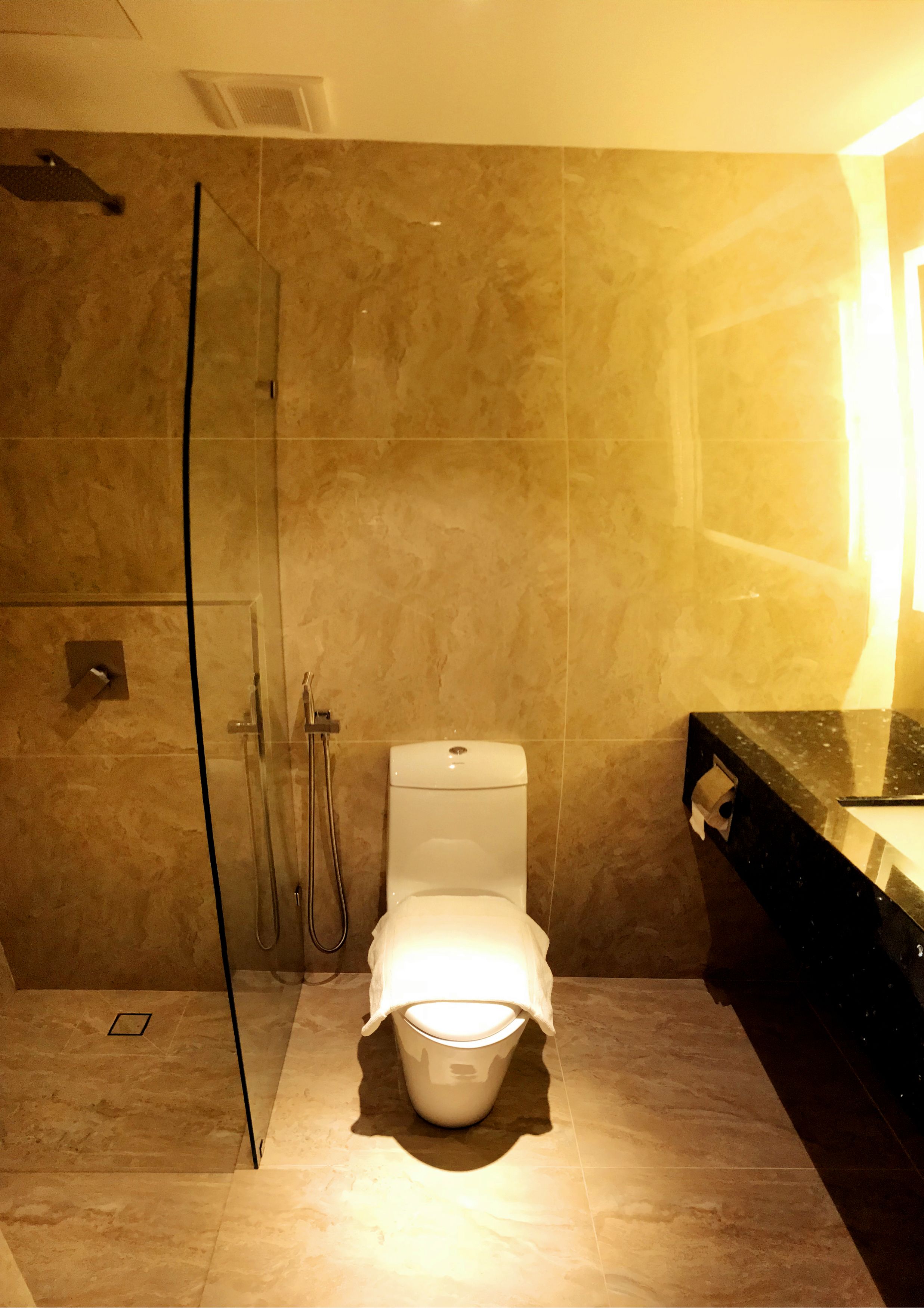 free toiletries, hair dryer, bathrobes, slippers