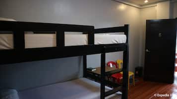 Desk, free WiFi, bed sheets