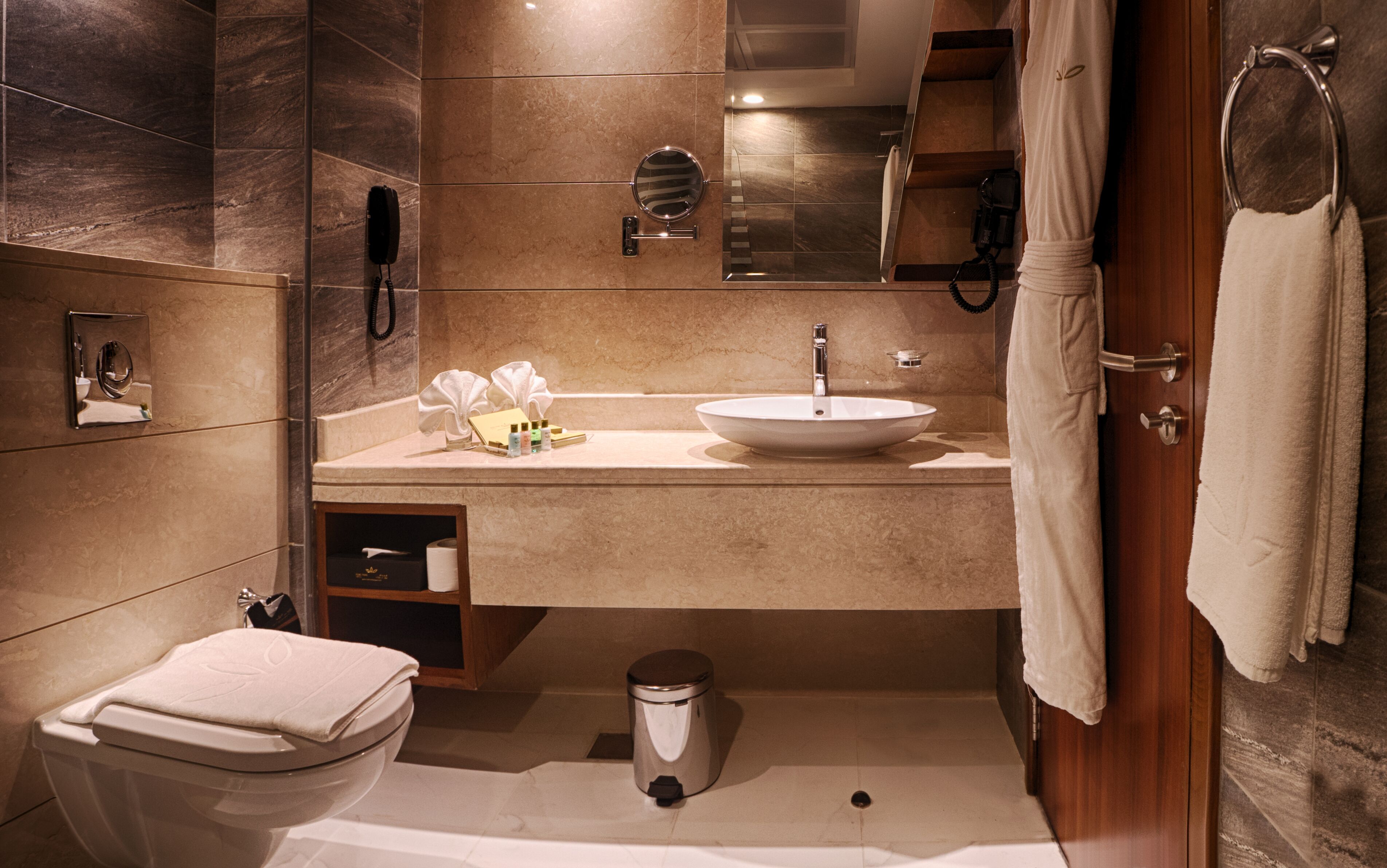 free toiletries, hair dryer, bathrobes, slippers