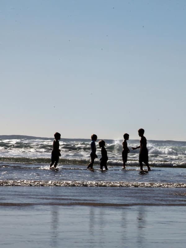 On the beach, scuba diving