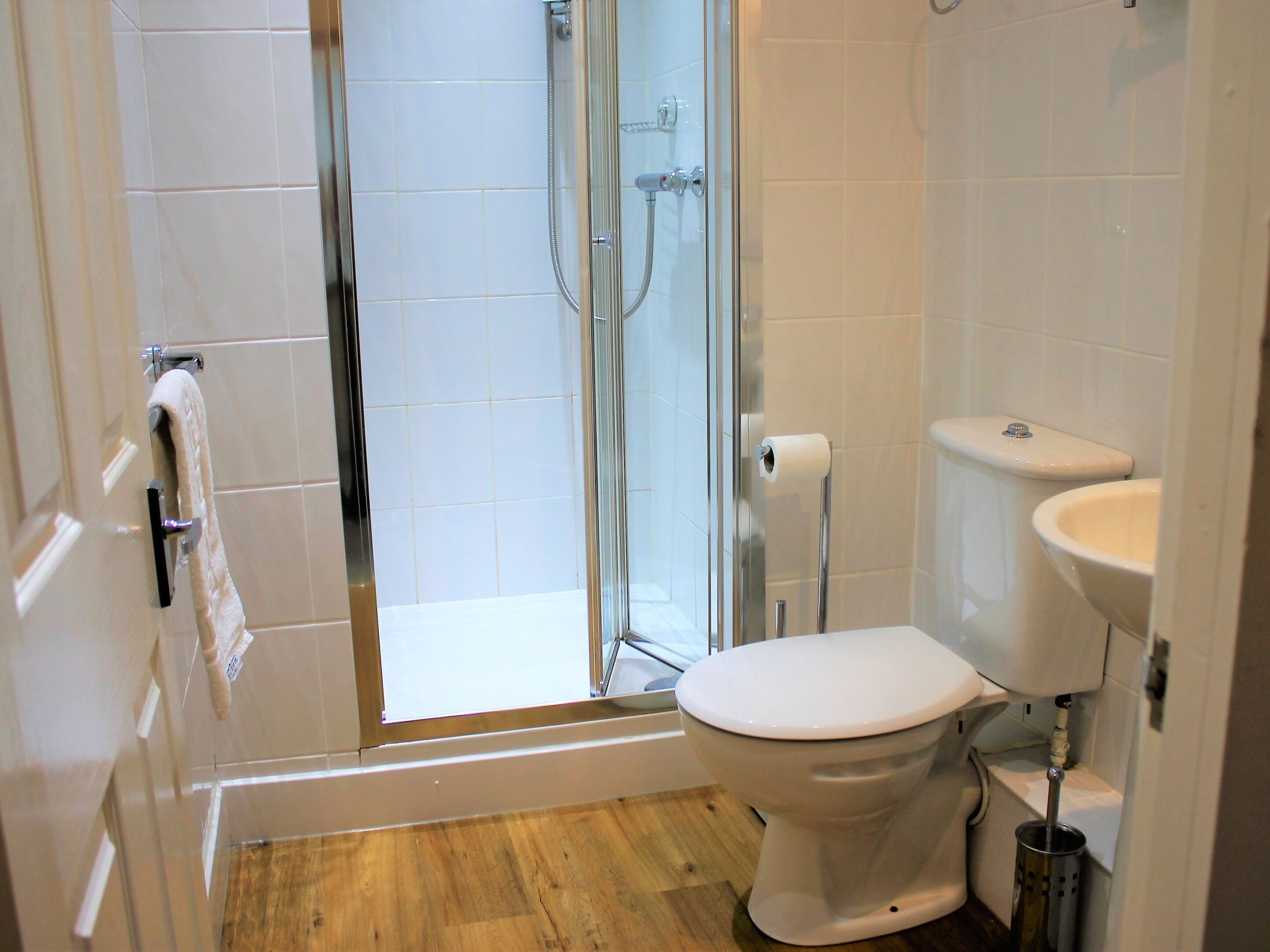 twin room | bathroom | hair dryer, towels, soap, toilet paper