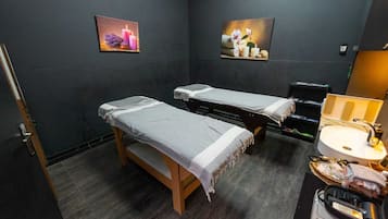 Steam room, Turkish bath, body wraps, body scrubs, facials, massages