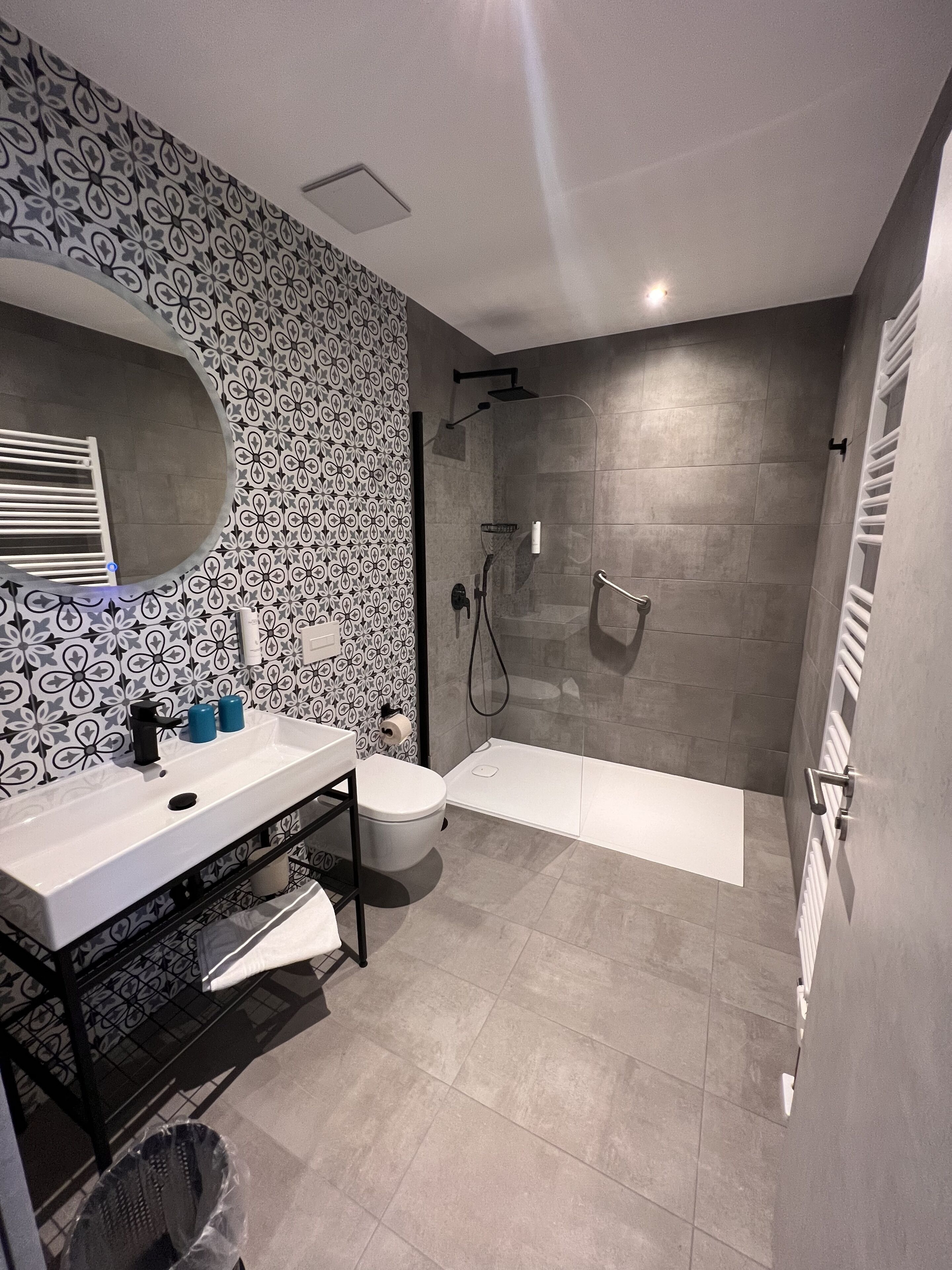 basic double or twin room | bathroom | hair dryer, towels, soap, shampoo