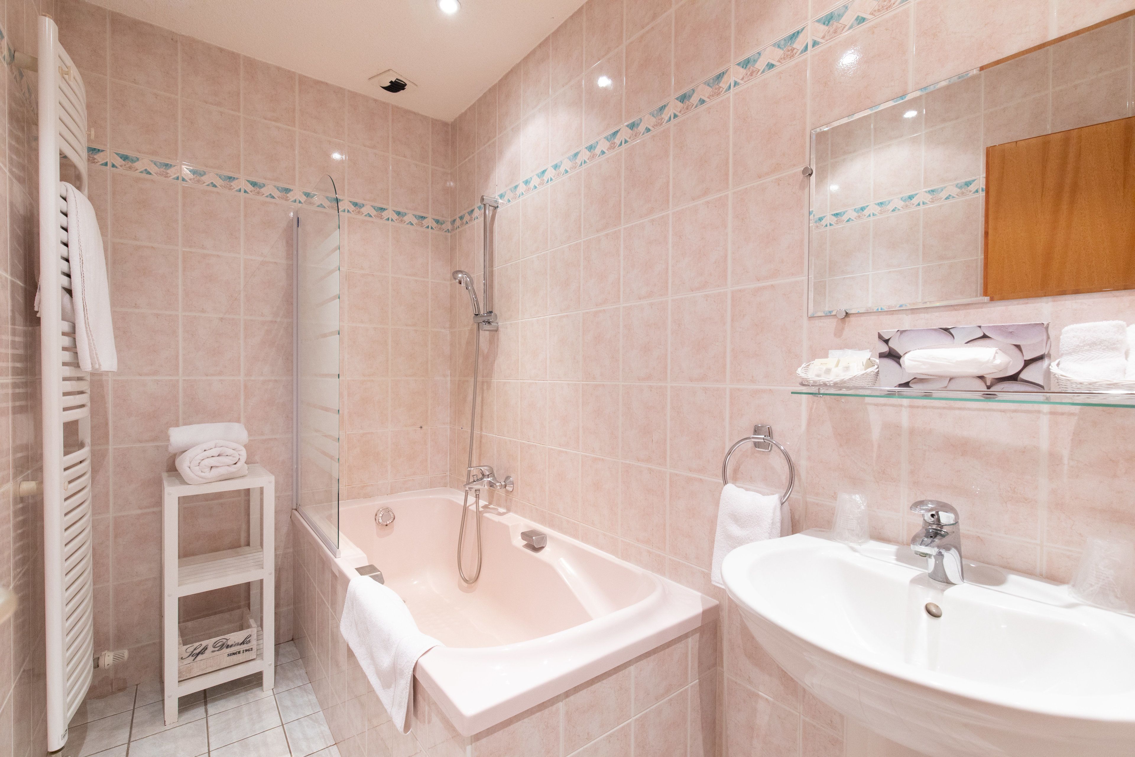 free toiletries, hair dryer, towels