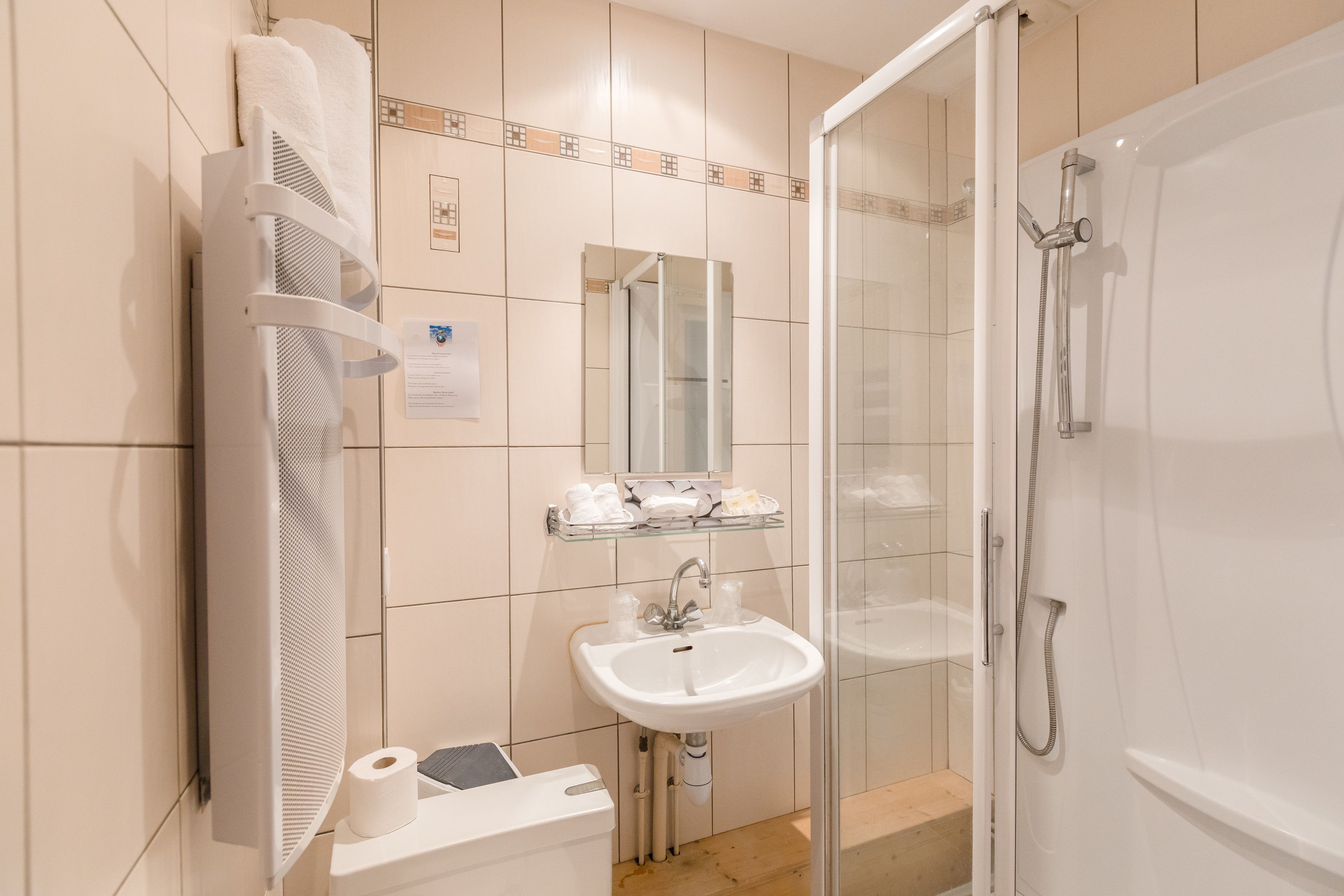 free toiletries, hair dryer, towels