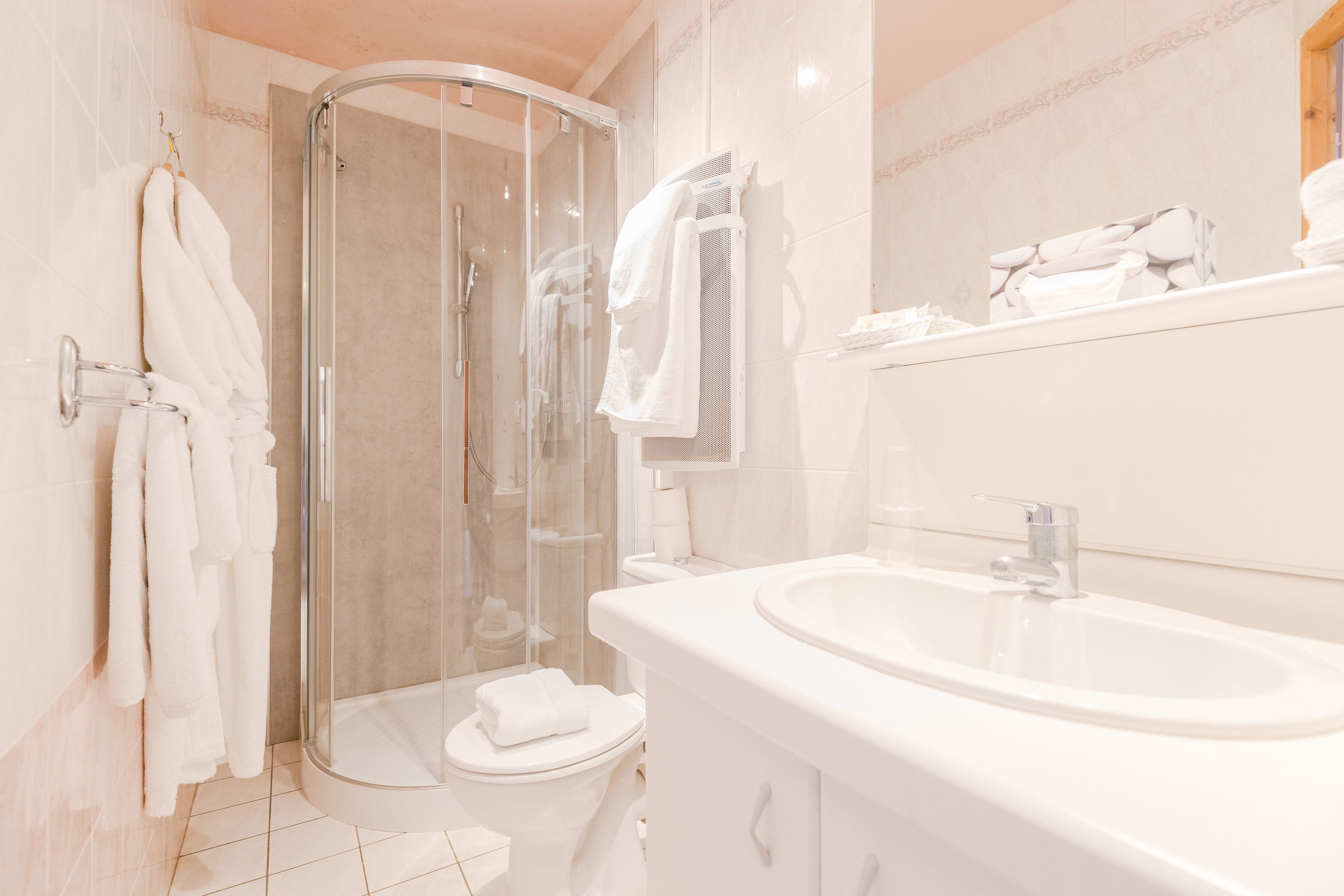 free toiletries, hair dryer, towels