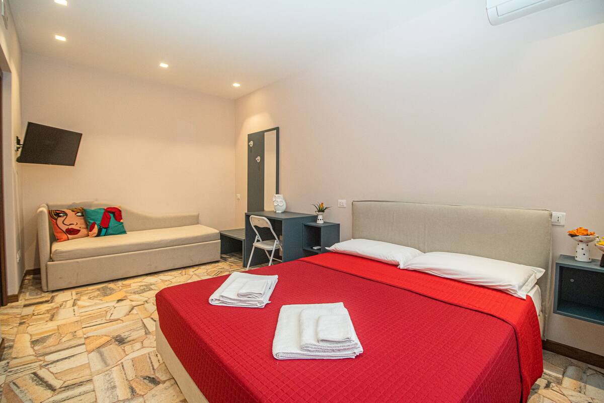 Premium bedding, down duvets, memory-foam beds, desk
