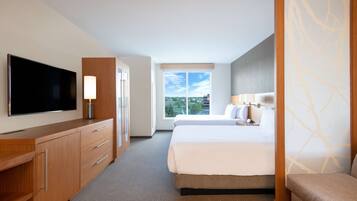 Hypo-allergenic bedding, desk, laptop workspace, iron/ironing board