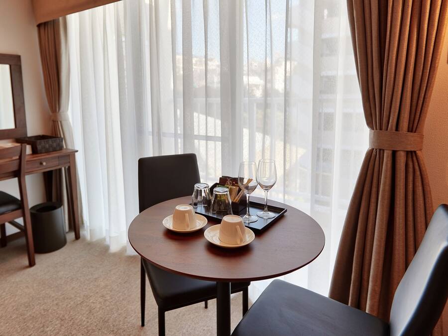 Blackout curtains, free WiFi, bed sheets, wheelchair access