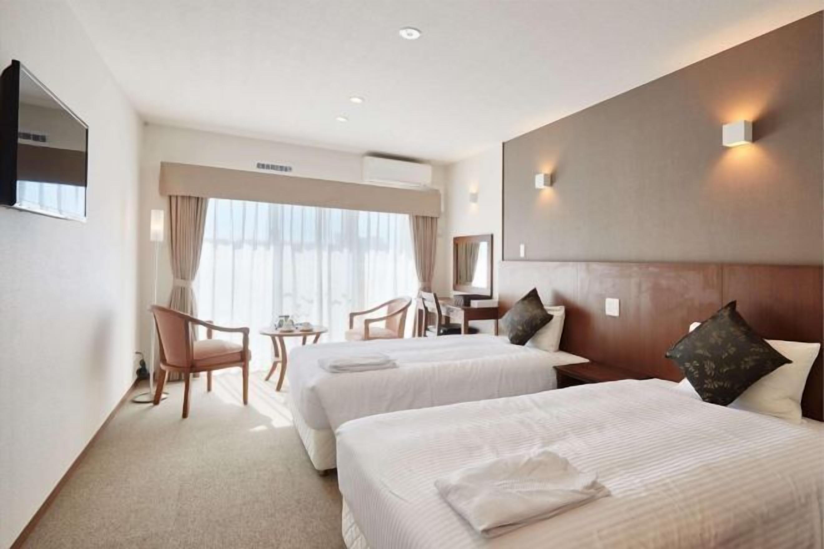 Blackout curtains, free WiFi, bed sheets, wheelchair access