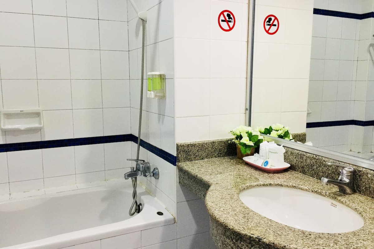 free toiletries, hair dryer, slippers, towels