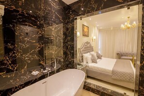 Superior Bath Tub Room With Balcony & Pool View | Bathroom | Free toiletries, hair dryer, slippers, towels - Emperor Resort & Spa (Vagator)