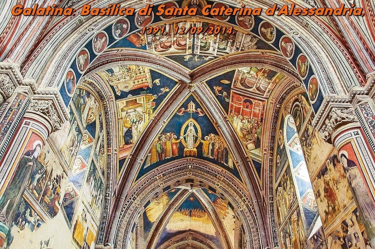 The interior of the Basilica di Santa Caterina d'Alessandria, featuring intricate frescoes and ornate architectural details.