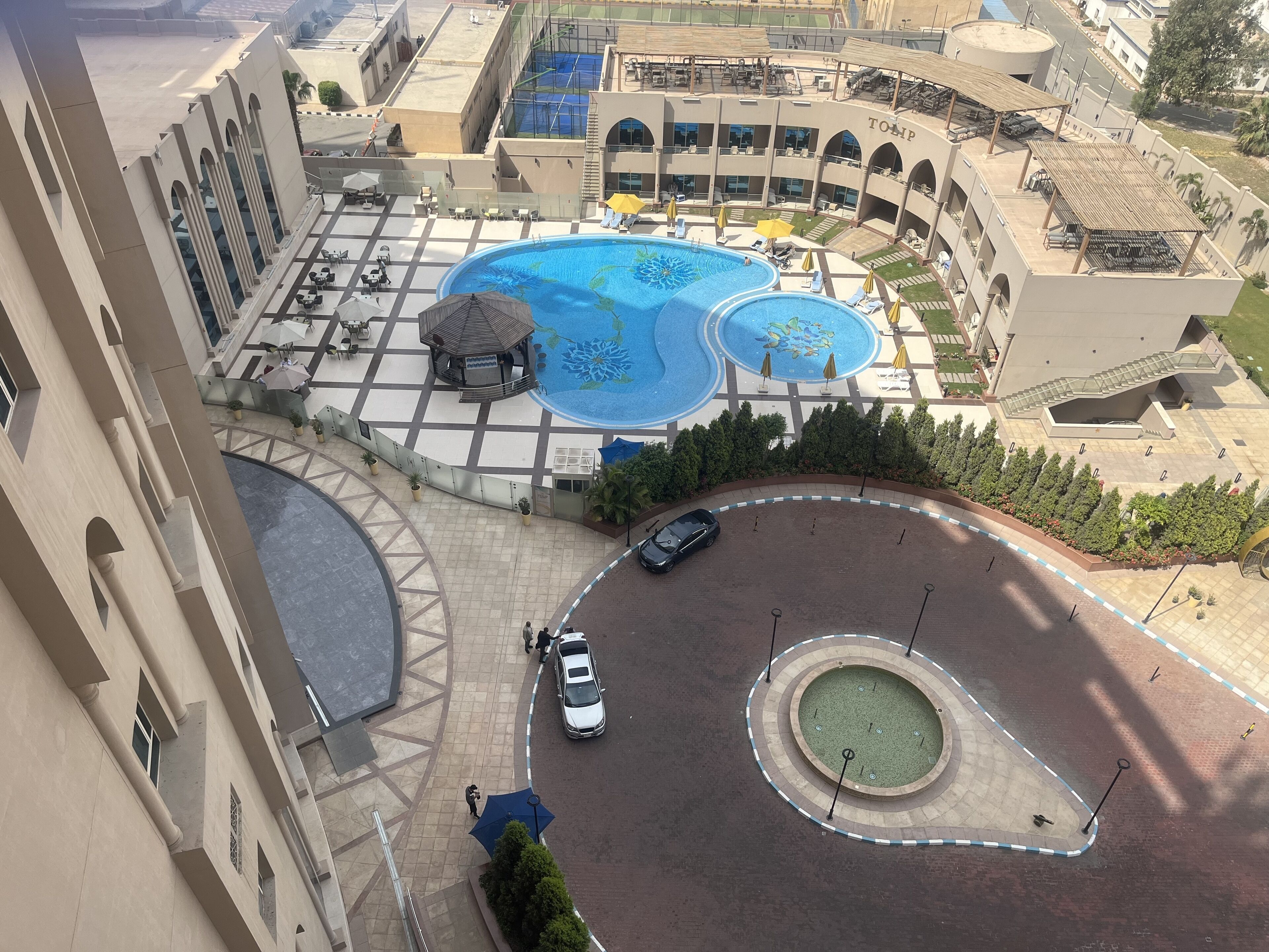 standard room, 1 queen bed, pool view | view from room